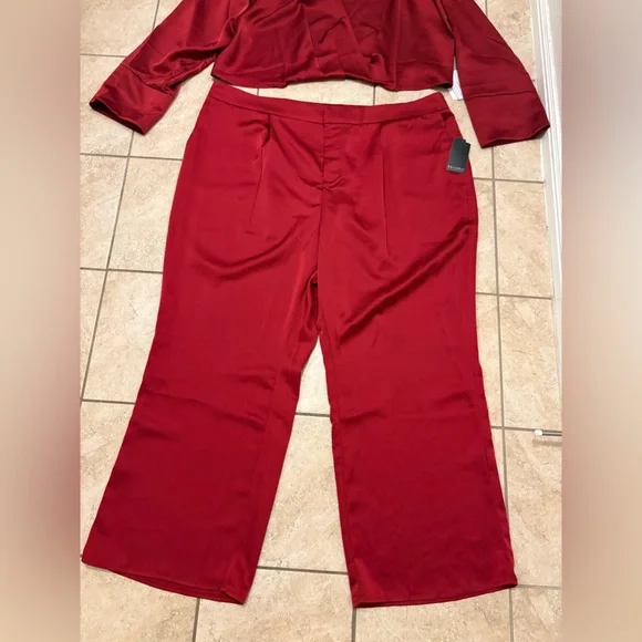 ELOQUII 2-PIECE CRANBERRY PANTS SUIT 24/26 - Picture 5 of 8